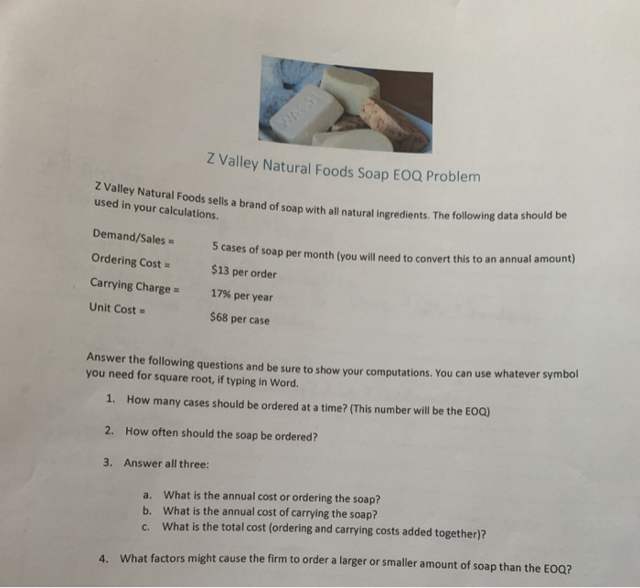 Z Valley Natural Foods sells a brand of soap with