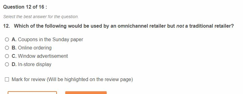 Question 12 of 16 : Select the best answer for