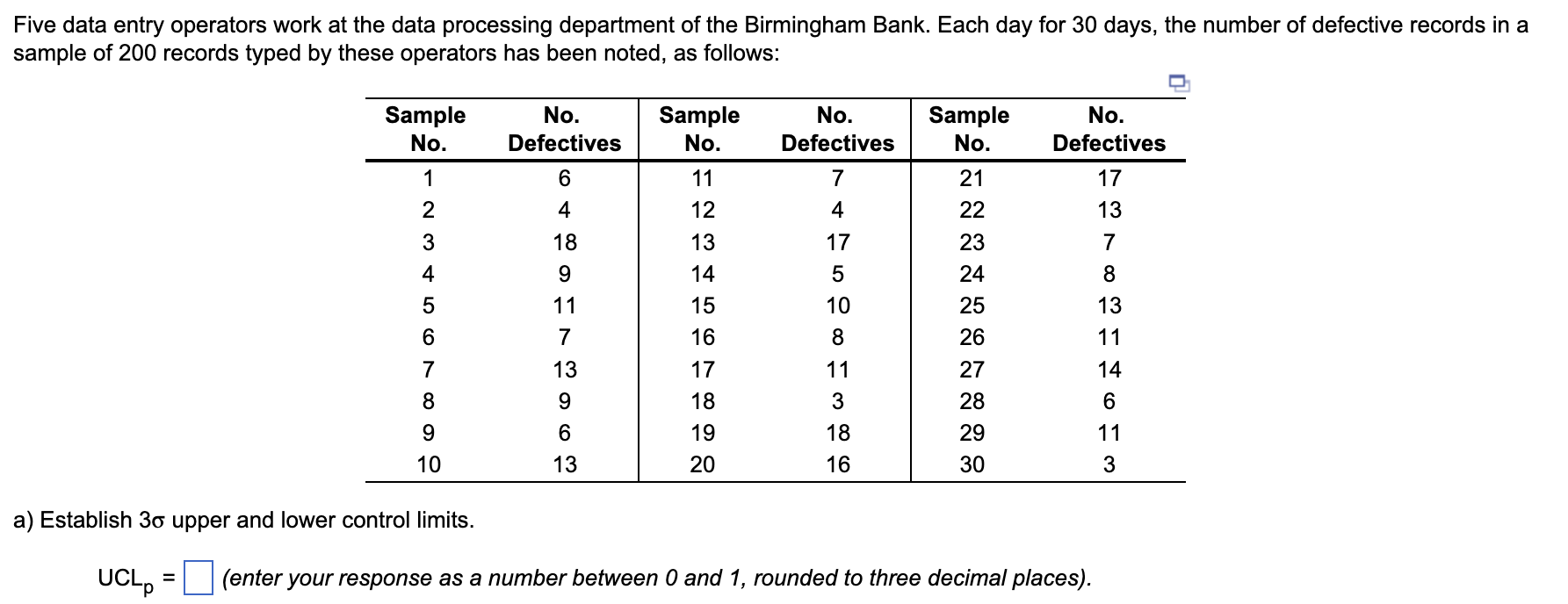 Five data entry operators work at the data