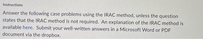Instructions Answer the following case problems