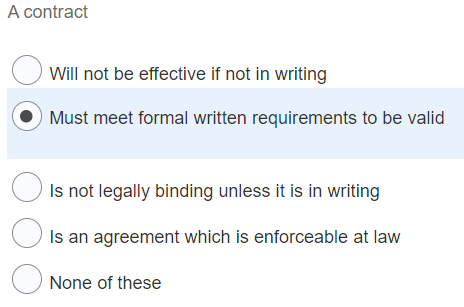 A contract O Will not be effective if not in