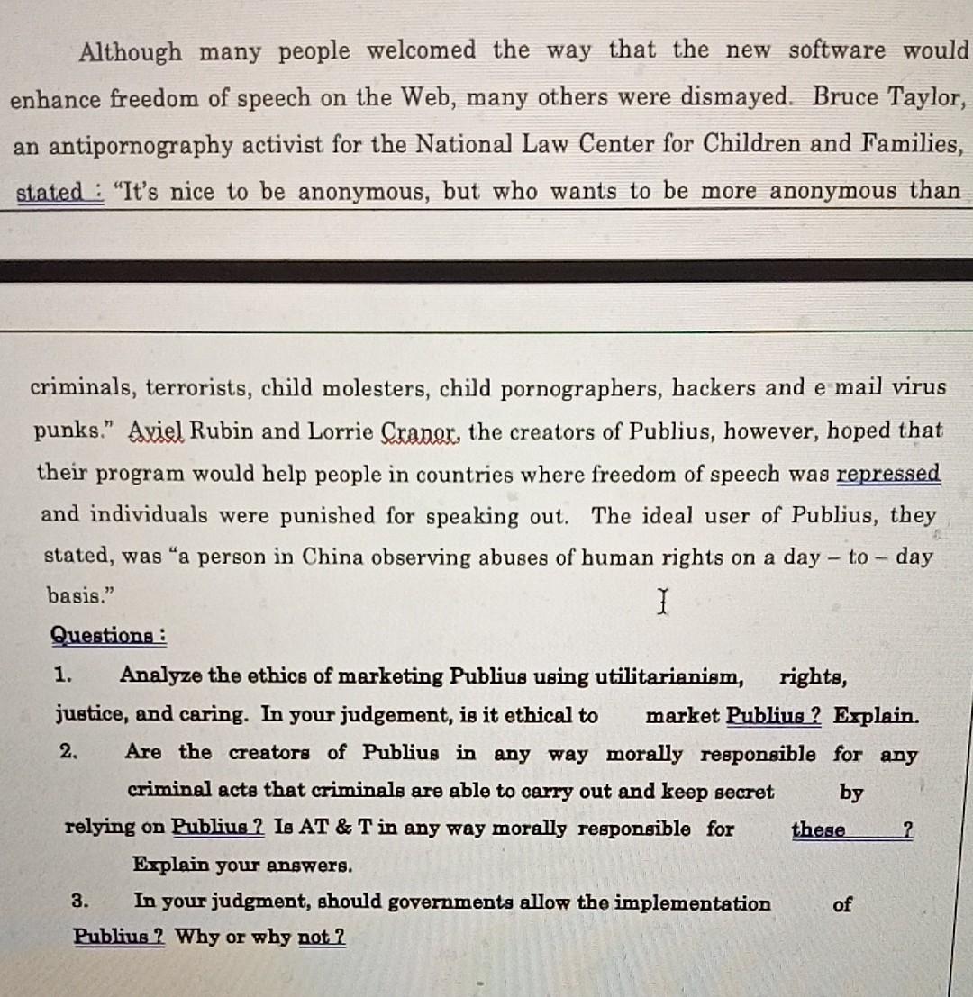 please answer the. carefully because it's ethics