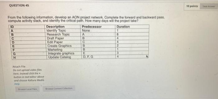 please show explanation QUESTION 45 10 points SA