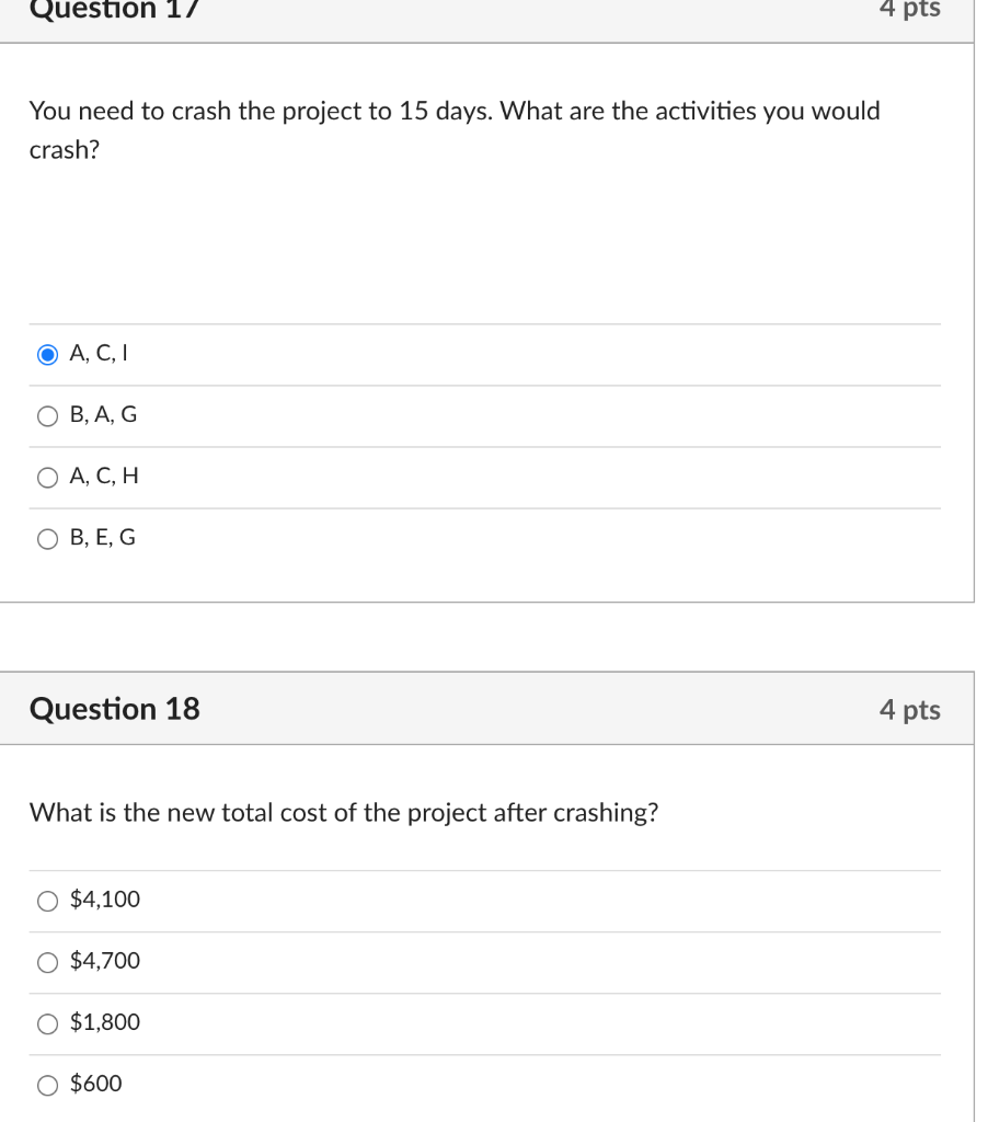 Given the following information, construct the