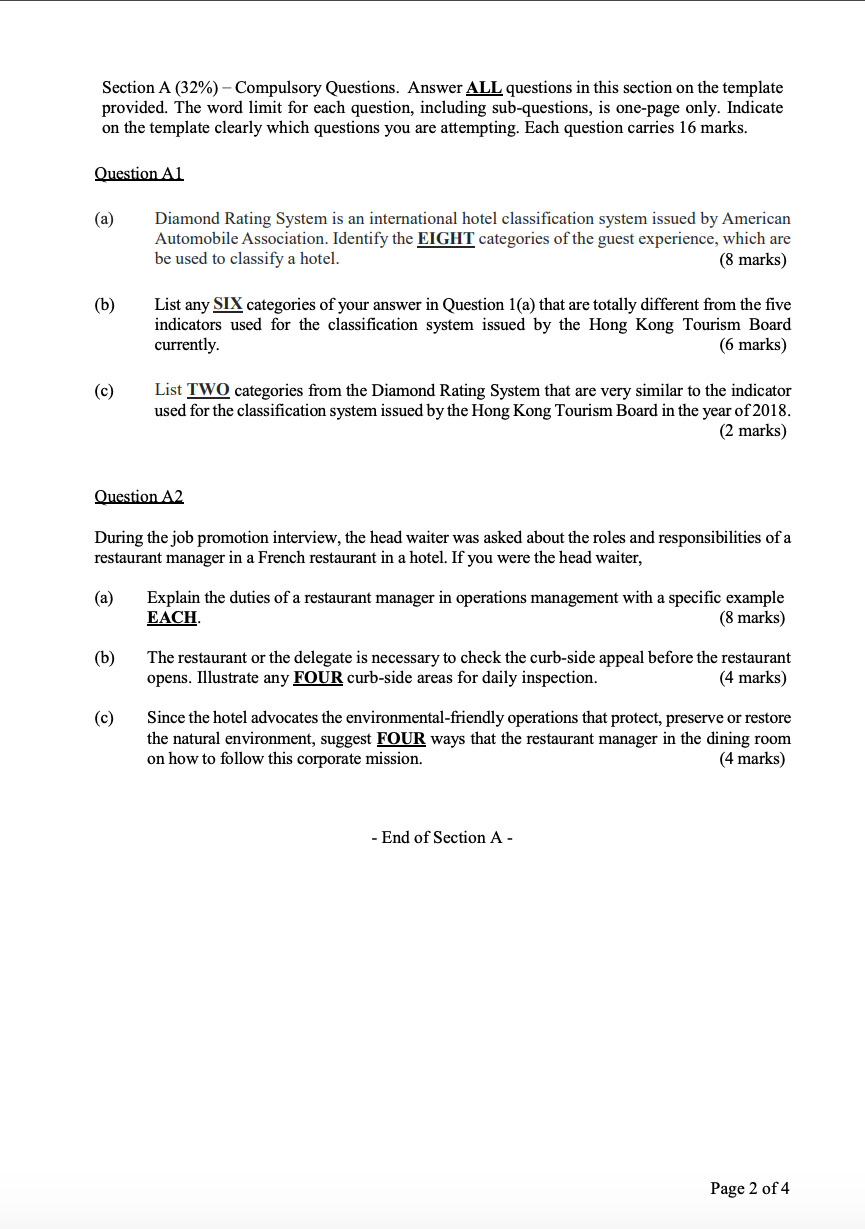 Section A (32%)-Compulsory Questions. Answer ALL