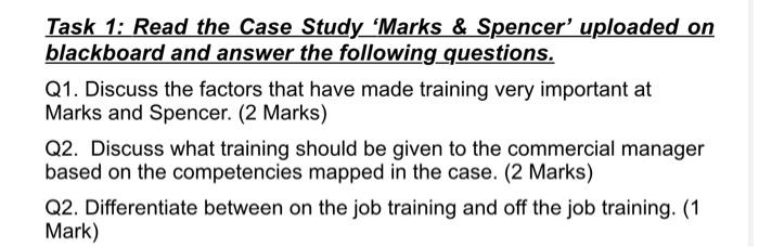 Task 1: Read the Case Study 'Marks \& Spencer'