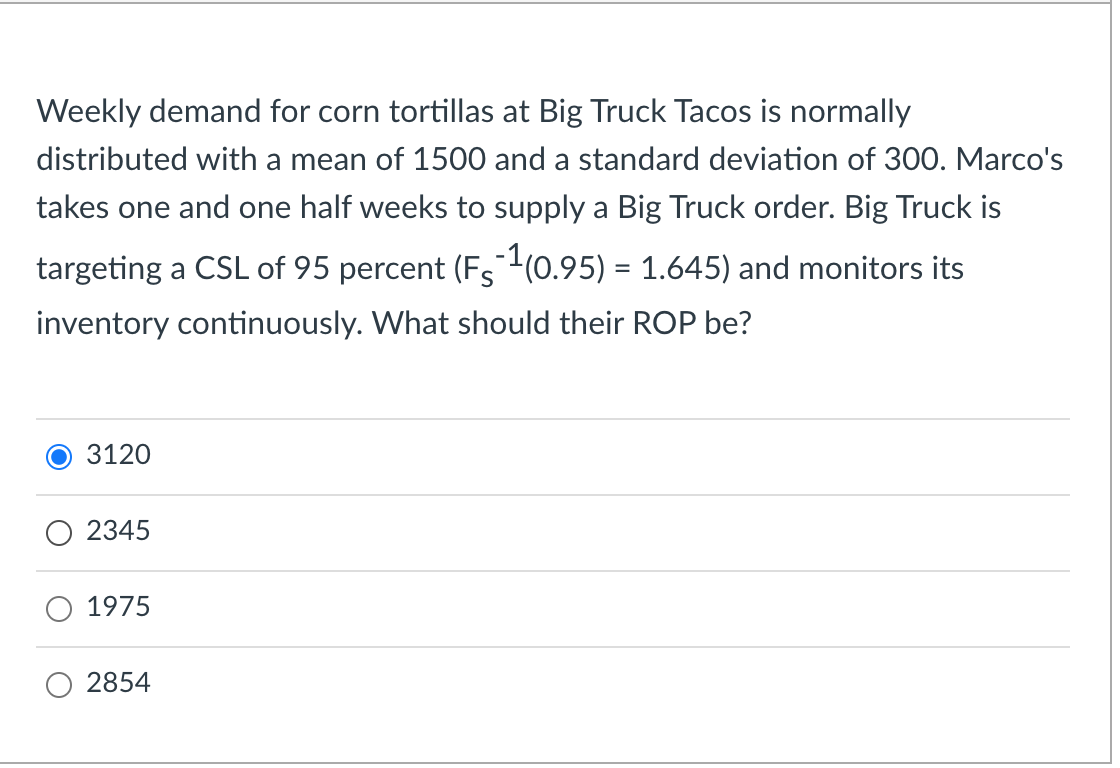 Step by step please Weekly demand for corn