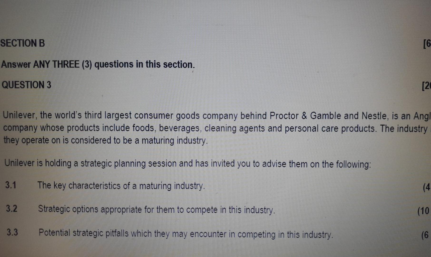 SECTION B [6 Answer ANY THREE (3) questions in