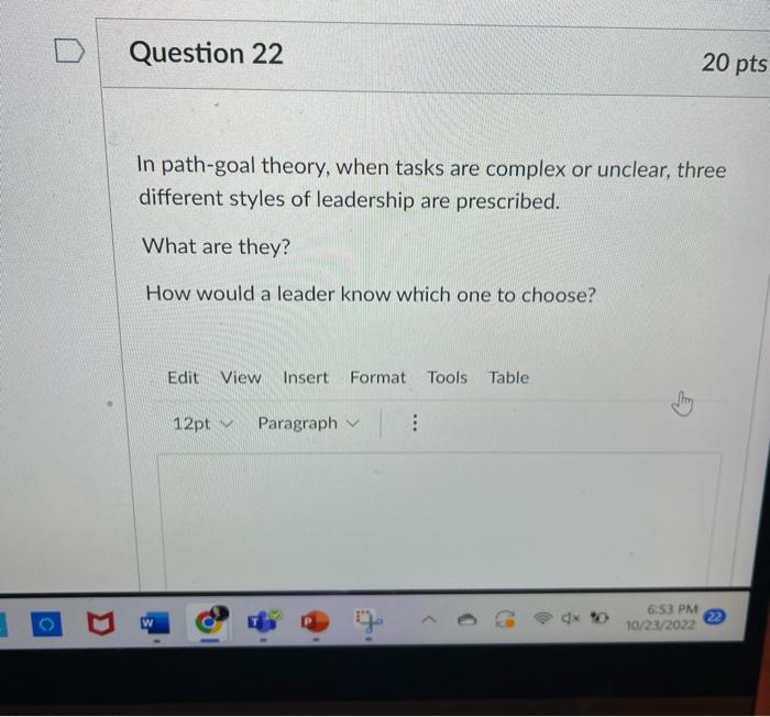 In path-goal theory, when tasks are complex or