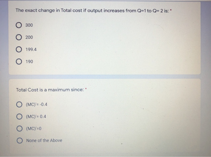 The Quantity of output where TC is maximized is