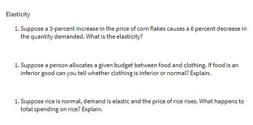 Elasticity 1. Suppose a 3-percent increase in the