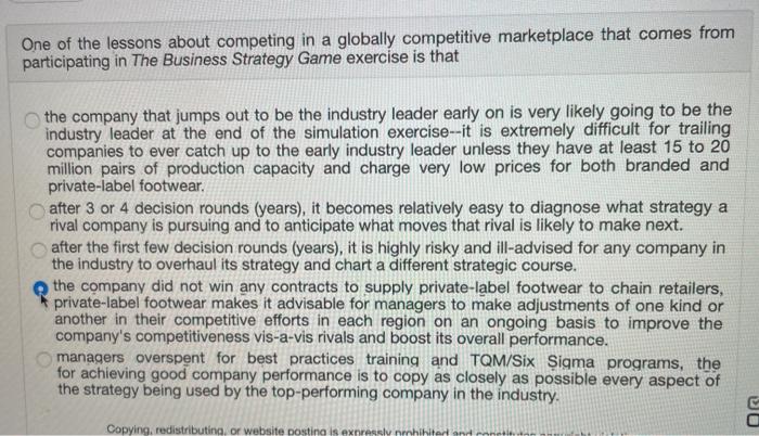 One of the lessons about competing in a globally