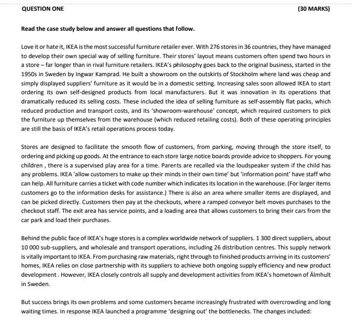 QUESTION ONE (30 MARKS) Read the case study below