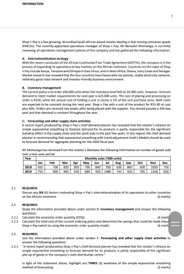 QUESTION ONE (30 MARKS) Read the case study below