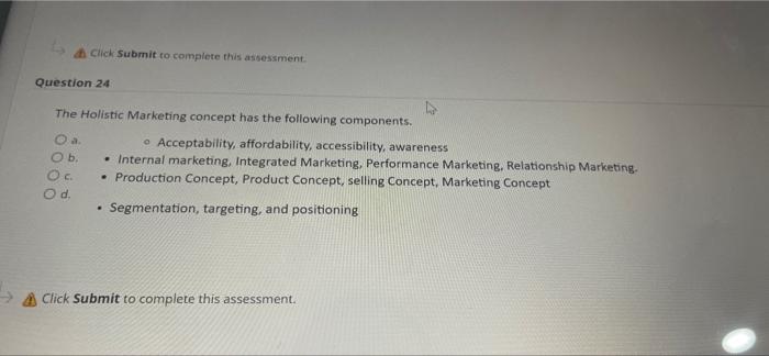 Click Submit to complete this assessment.