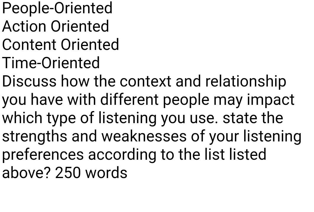 People-Oriented Action Oriented Content Oriented