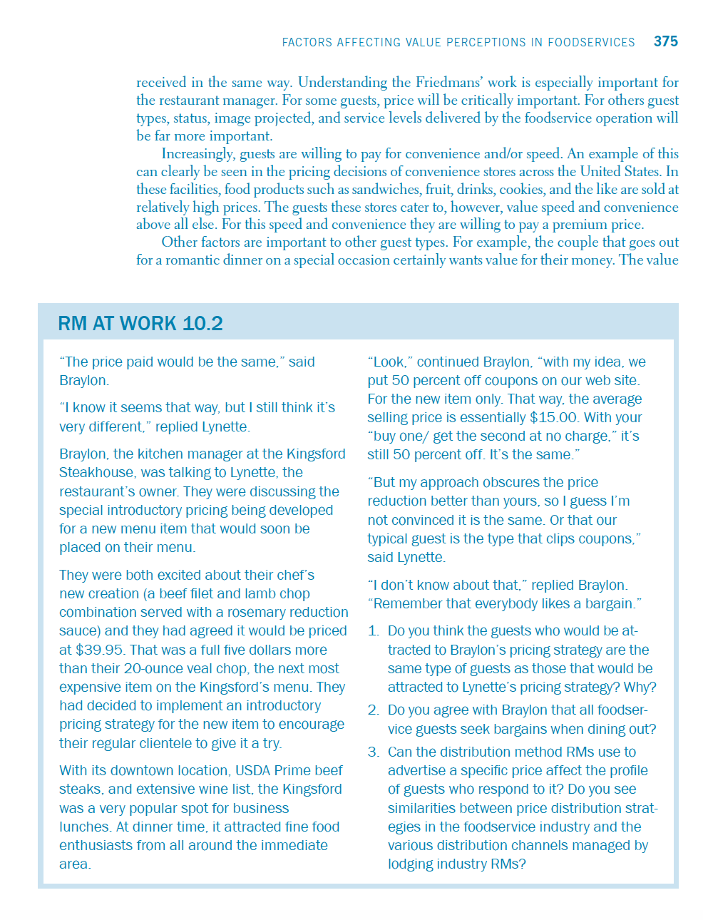 FACTORS AFFECTING VALUE PERCEPTIONS IN