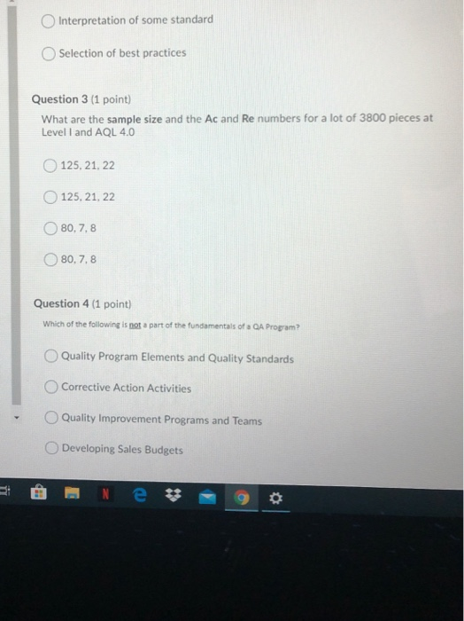 Question 1 (1 point) "All the planned and