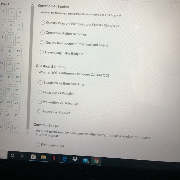 Question 1 (1 point) "All the planned and
