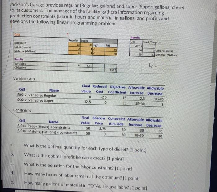 Jackson's Garage provides regular (Regular: