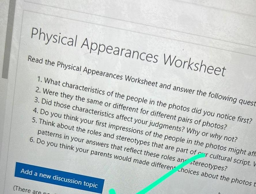 Physical Appearances Worksheet Read the Physical