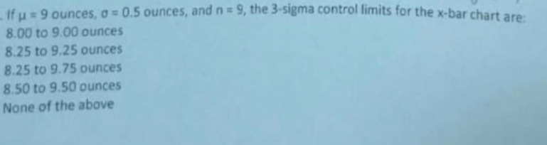 sioma control limits for the x-bar chart are: If