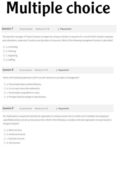 very important Multiple choice Question 7 Not yet