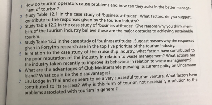 1 How do tourismo w do tourism operators cause