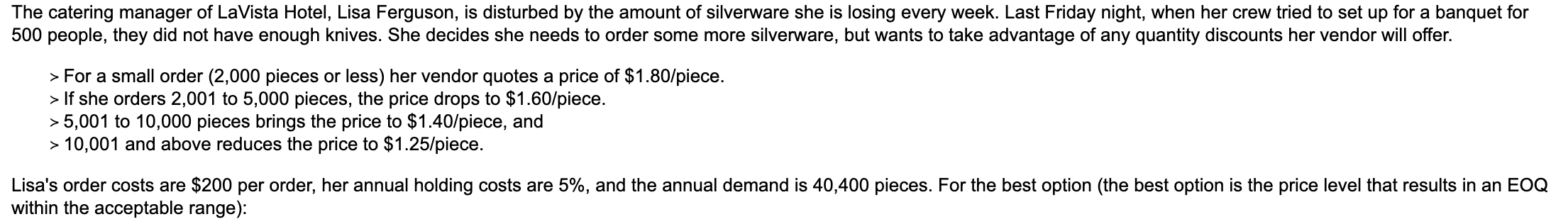 a) What is the optimum ordering quantity? b) What