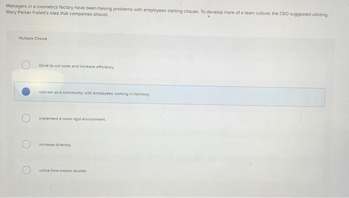 Managers in a cosmetics factory have been having