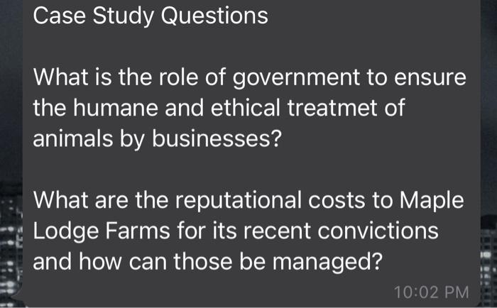 Case Study Questions What is the role of