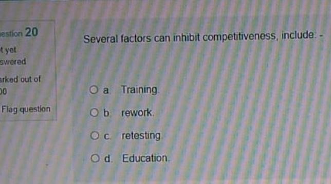 estion 20 yet Several factors can inhibit
