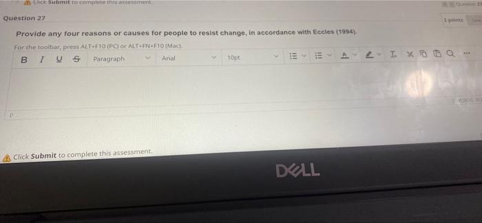 Click Submit to complete this assessment.