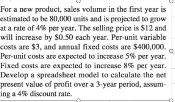 How do I solve this in excel? For a new product,