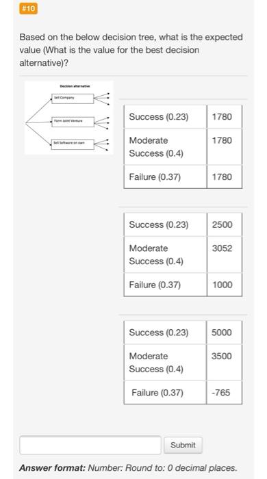#10 Based on the below decision tree, what is the