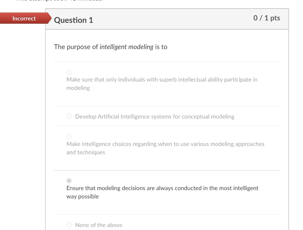 Incorrect Question 15 0 / 1 pts What is the