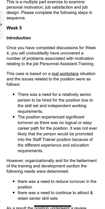 This is a multiple part exercise to examine