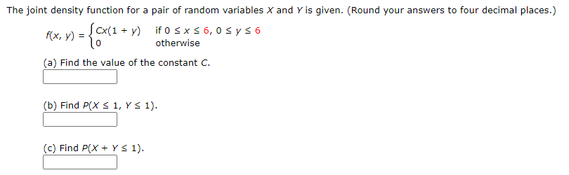 The joint density function for a pair of random