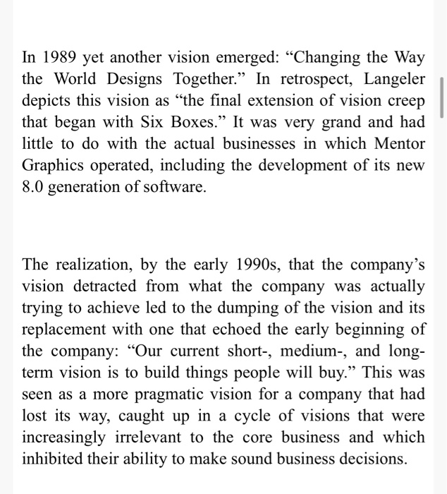 ANSWER QUESTION 3 The Role of Vision at Mentor