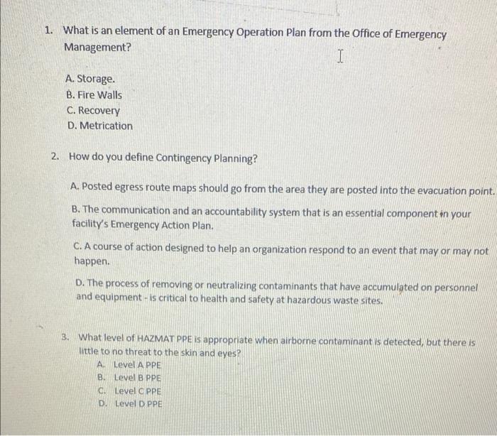 choose the best answer below for each question 1.
