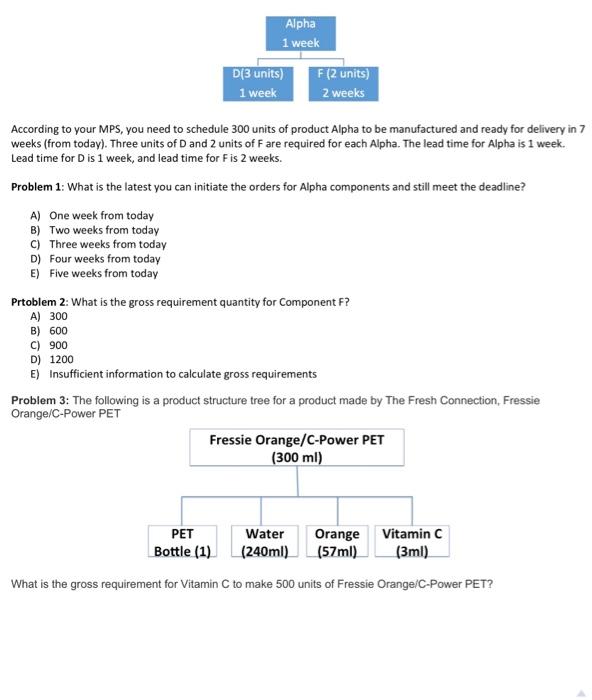 Alpha 1 week D(3 units) F (2 units) 1 week 2