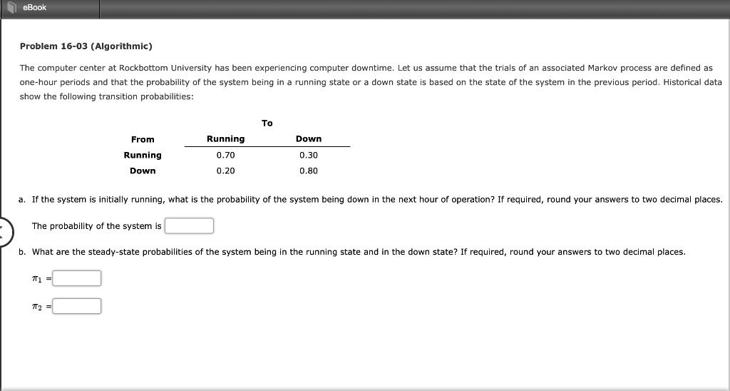 eBook Problem 16-03 (Algorithmic) The computer
