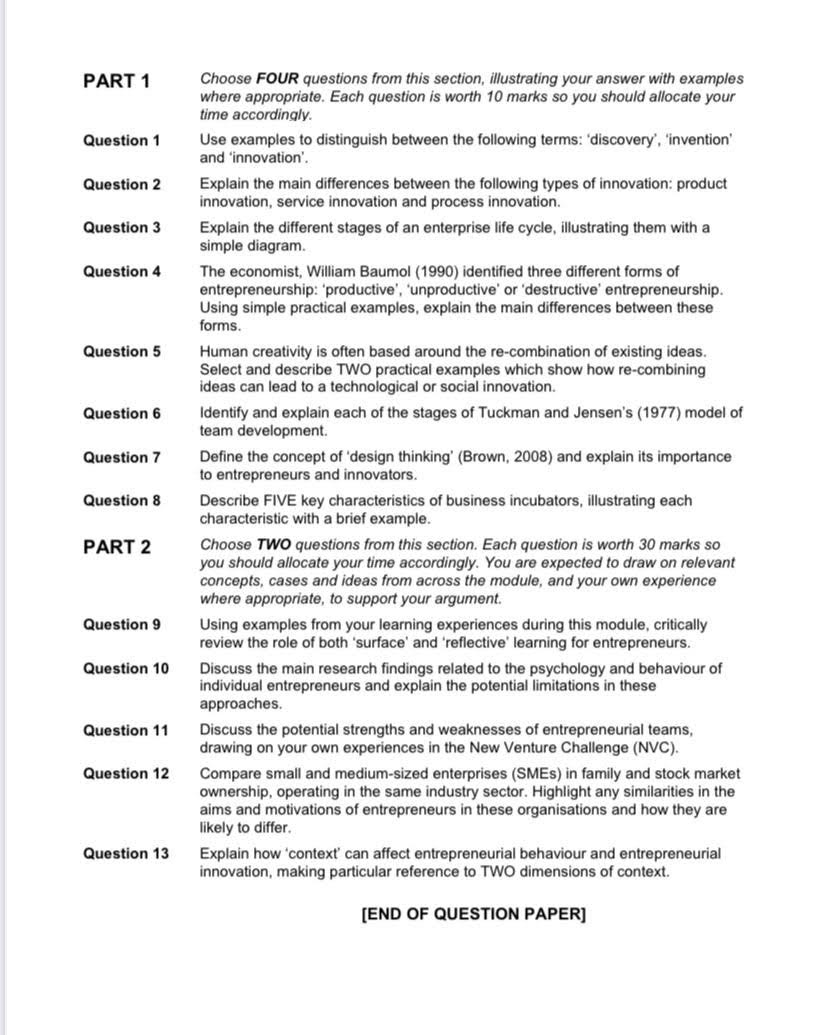 PART 1 Question 1 Question 2 Question 3 Question