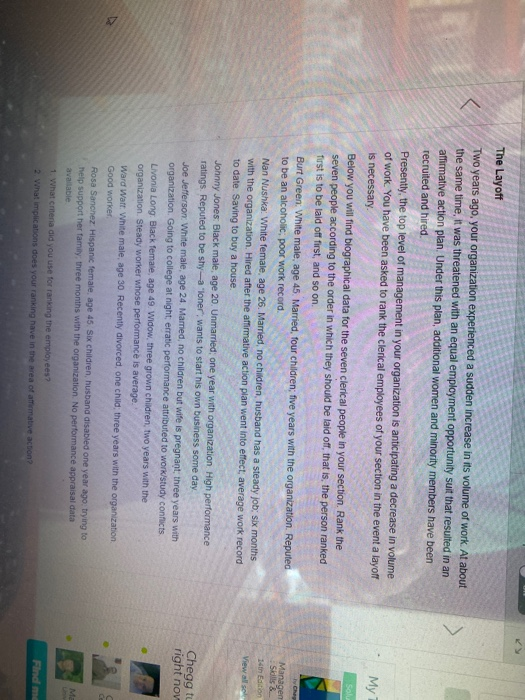 please need help on this Solu The Layoff Two