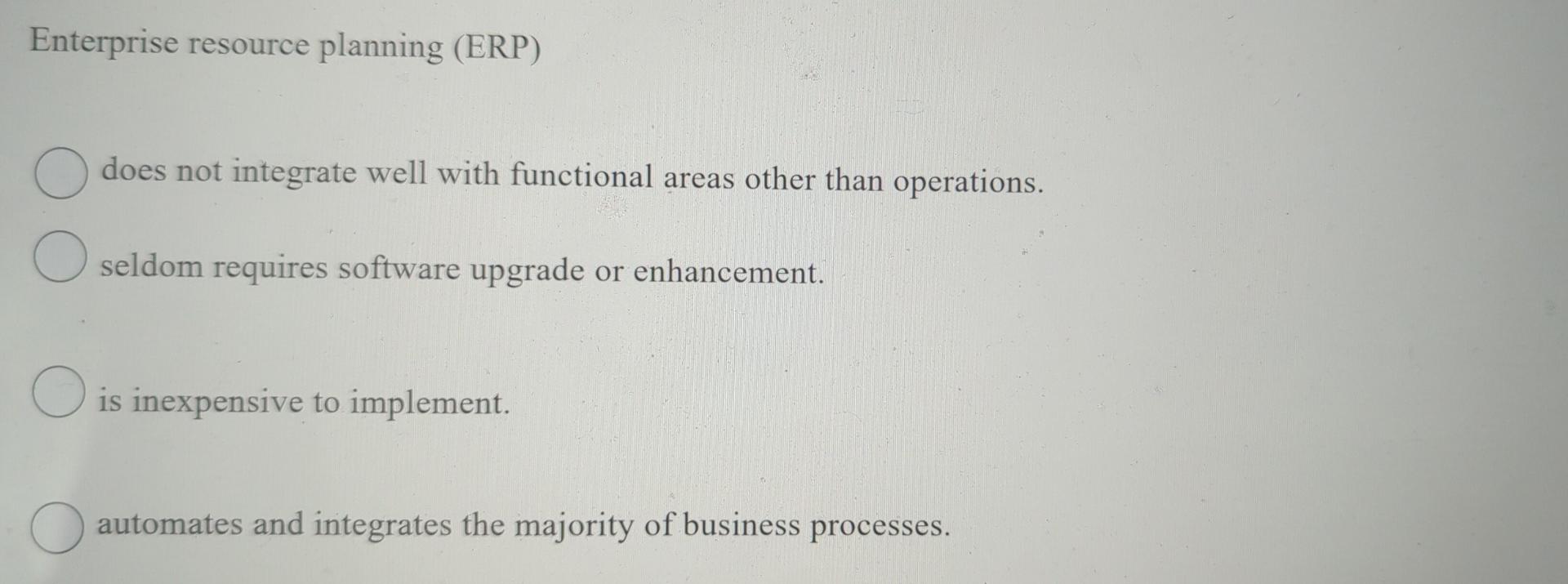 q35 Enterprise resource planning (ERP) O does not