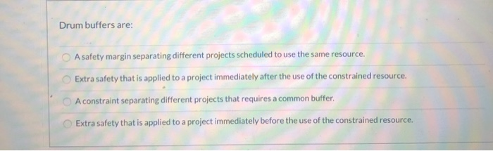 Drum buffers are: A safety margin separating