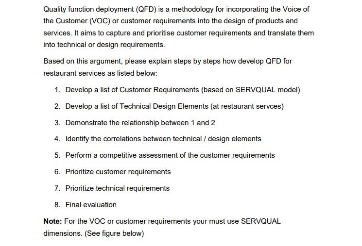 Quality function deployment (QFD) is a