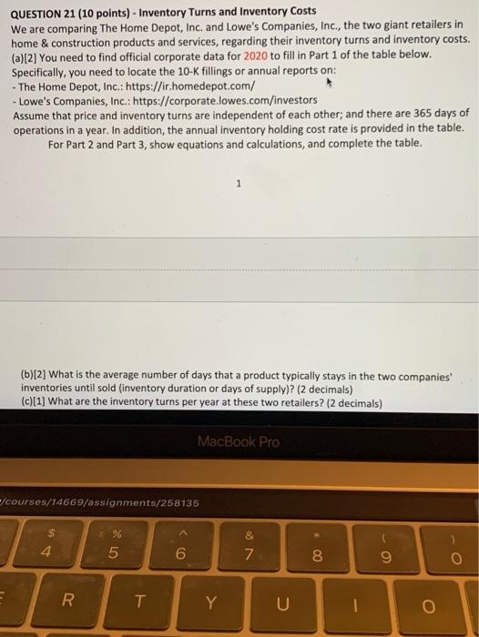 no excel, written work QUESTION 21 (10 points) -