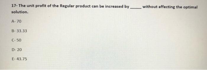 Table 3.1: Regular & Super Consider the following