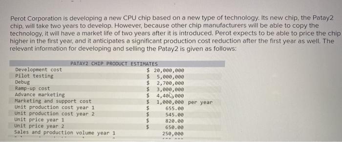 Perot Corporation is developing a new CPU chip